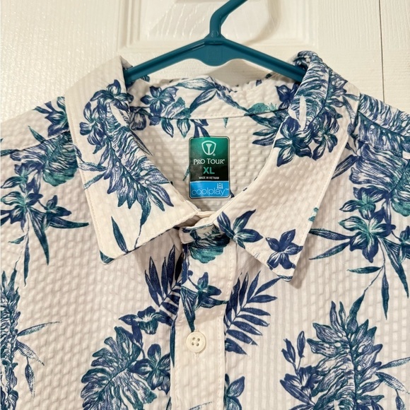 Pro Tour Men’s Textured Tropical Golf Button-Up Shirt  Size XL Cool Play - Picture 8 of 10